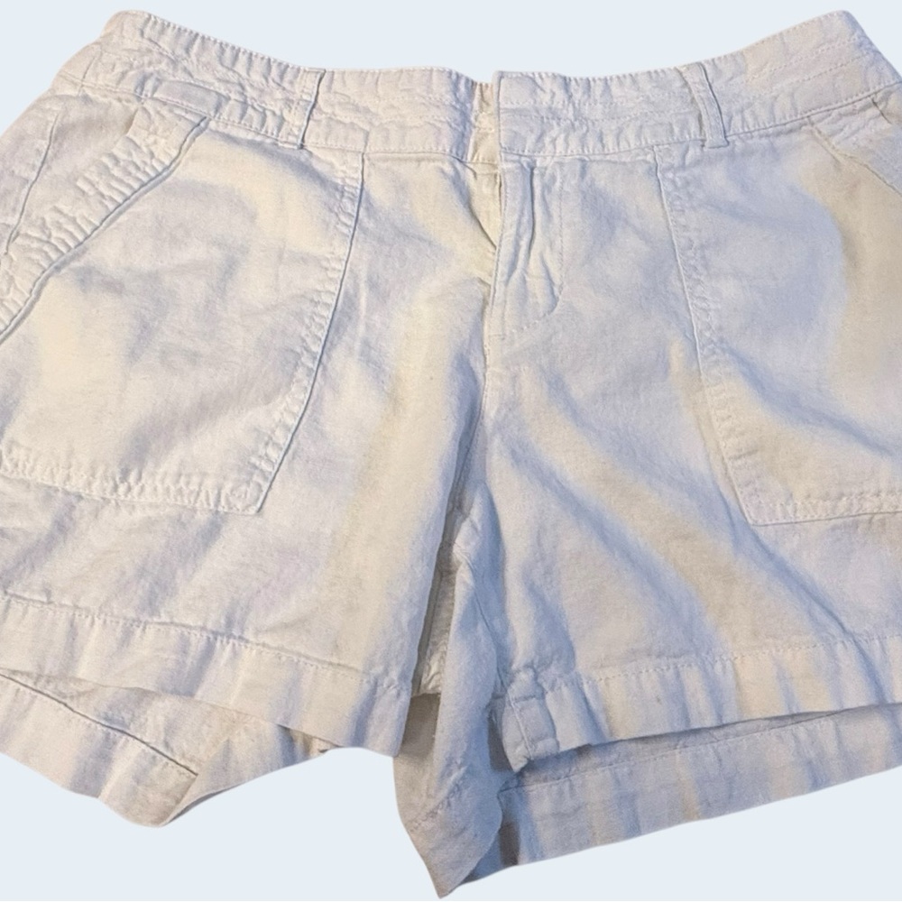 Apt. 9 Modern Linen Rayon Shorts Women’s 14 White Zip Fly Casual